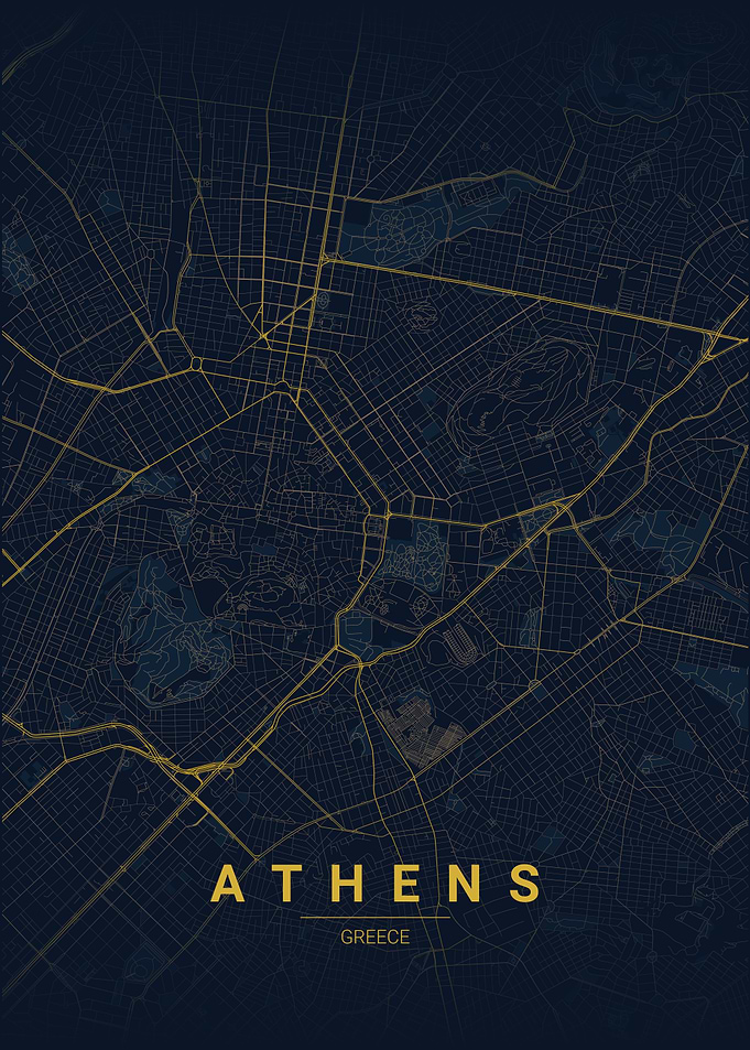 Athens Greece Map Poster