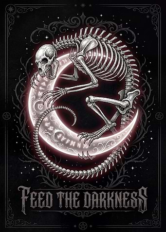 Skeleton on Crescent Moon