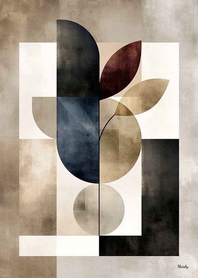 Japandi Botanical Geometry No. 23 – Quiet Luxury Zen Wall Art
