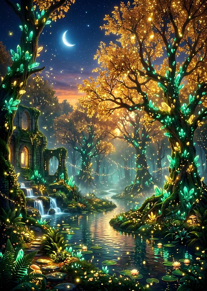 Enchanted Forest at Night