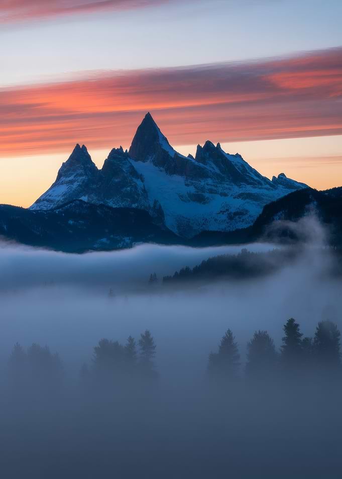 Crowned in Light - Misty Mountain Sunrise