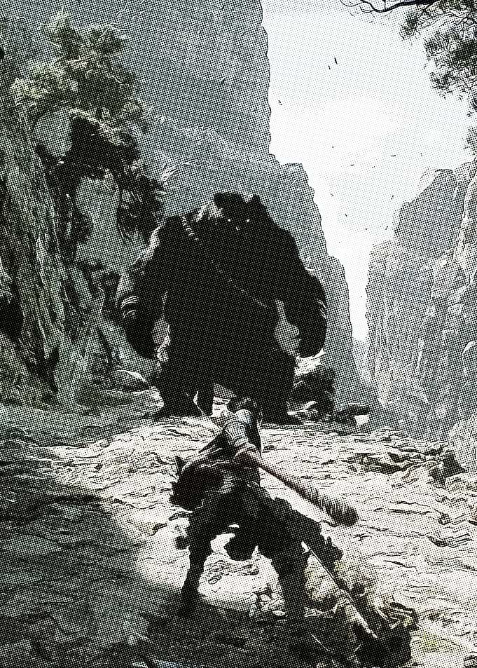 Giant Monster Battle in Mountains