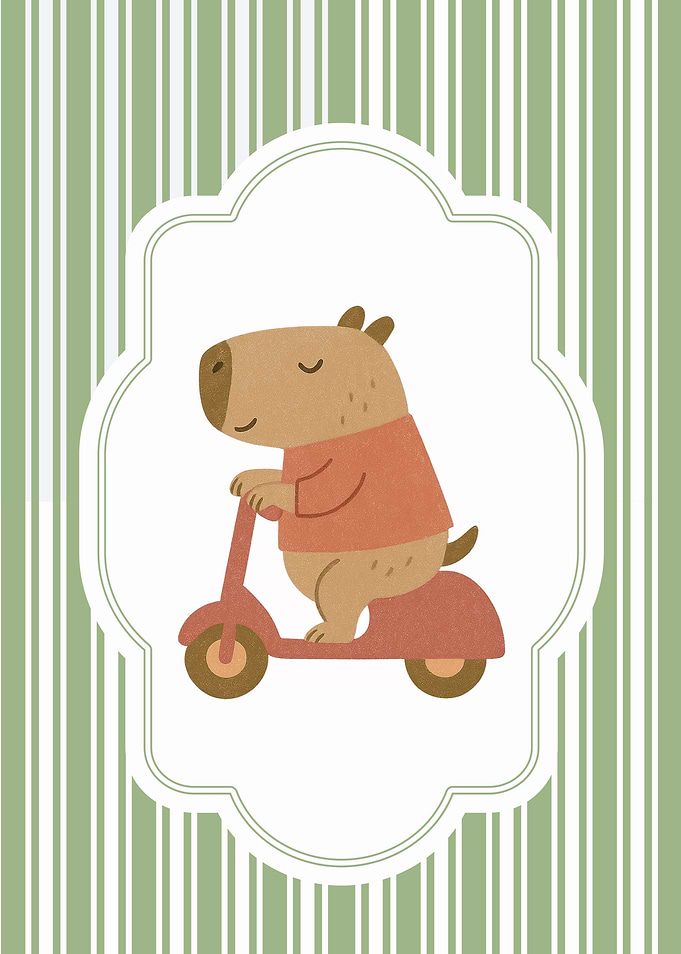 Cute Capybara Riding a Scooter