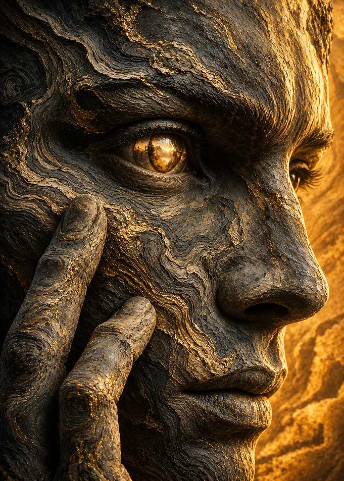 Stone Face with Golden Eye