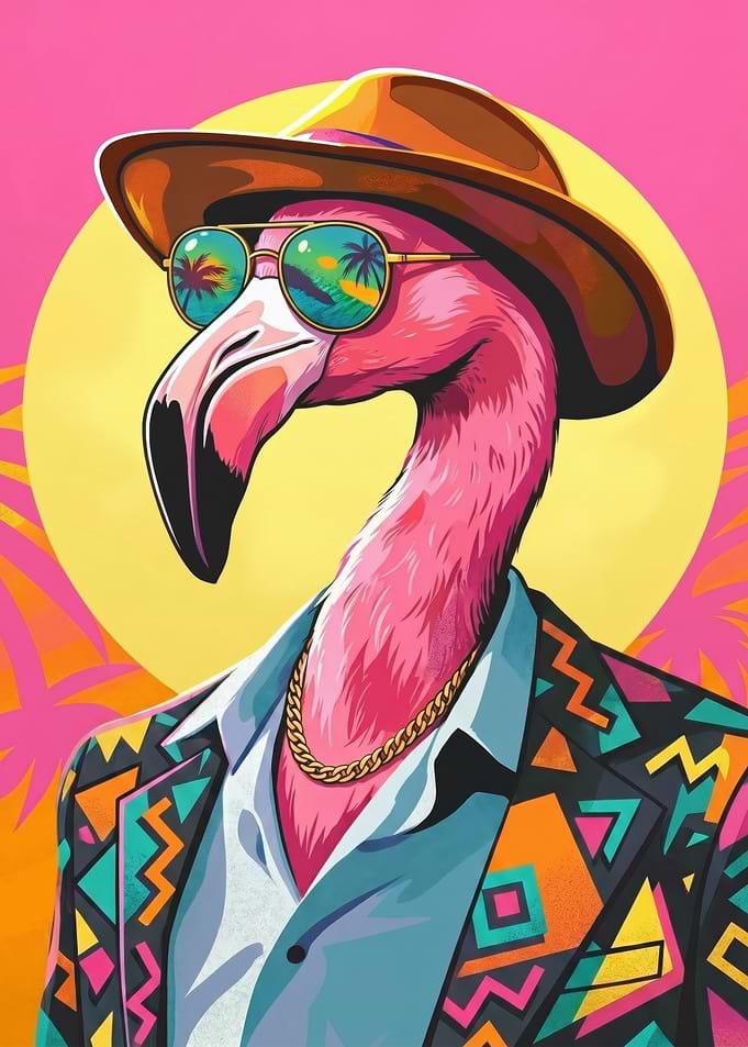 Flamingo in Retro Style
