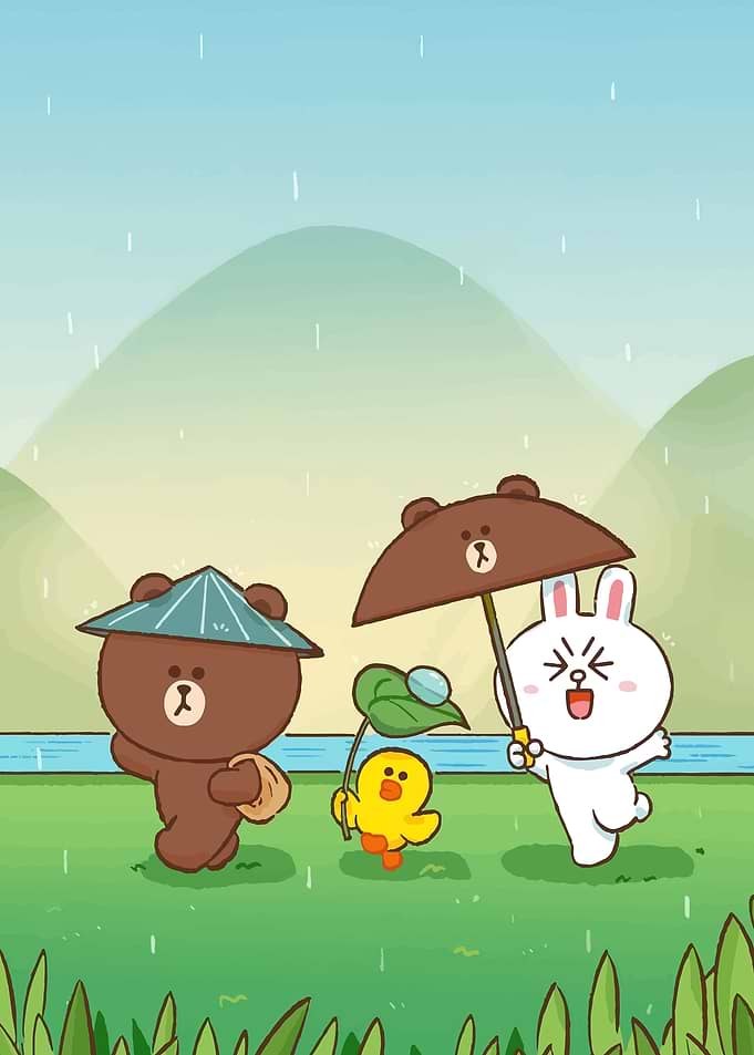 LINE Friends in the Rain