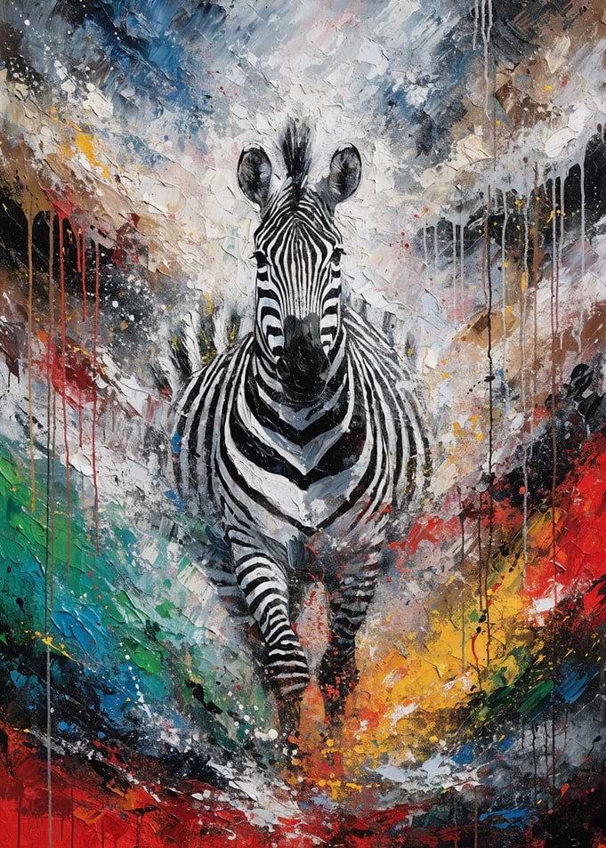 Vibrant Zebra Painting