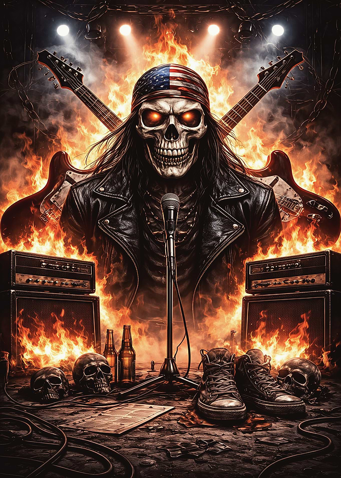 Skull Rocker on Fire