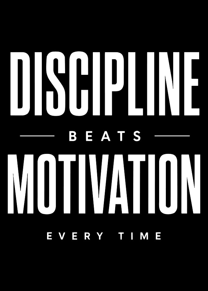 Minimalist Motivation Quote Poster – Discipline Beats Motivation Every Time Wall Art