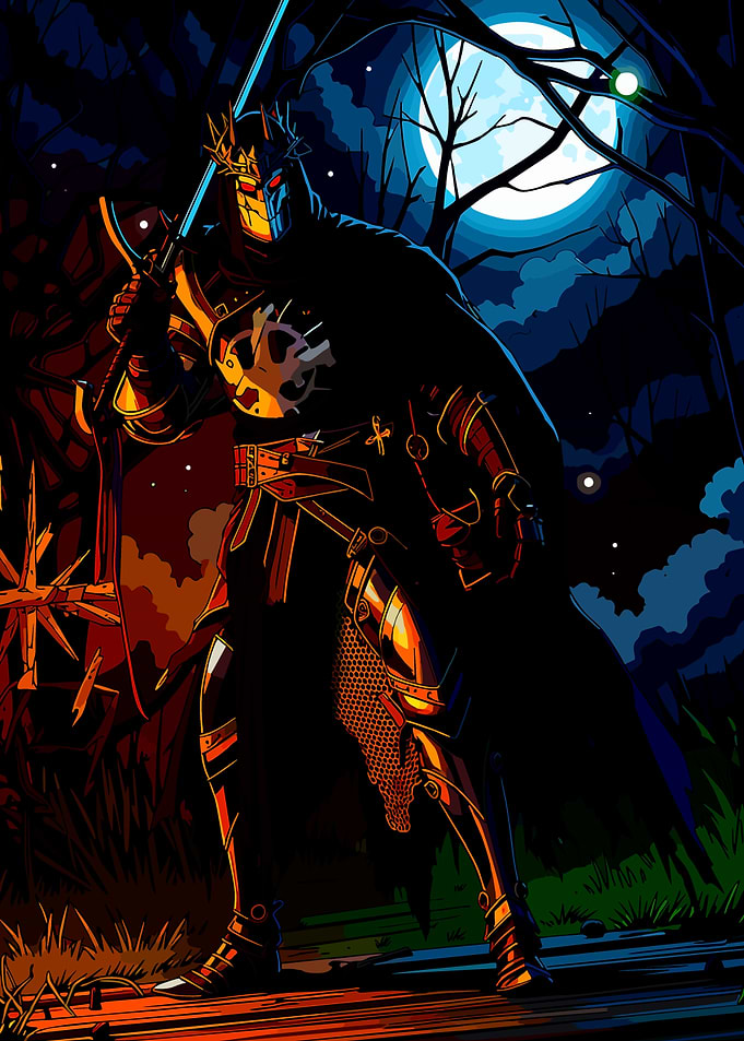 Dark Knight with Crown and Sword
