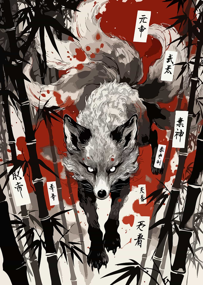 Nine-Tailed Fox in Bamboo Forest v5