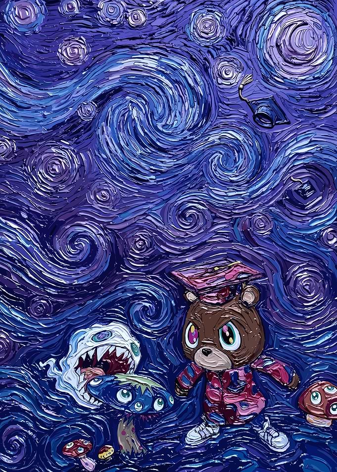 Kanye west Graduation Bear in Starry Night
