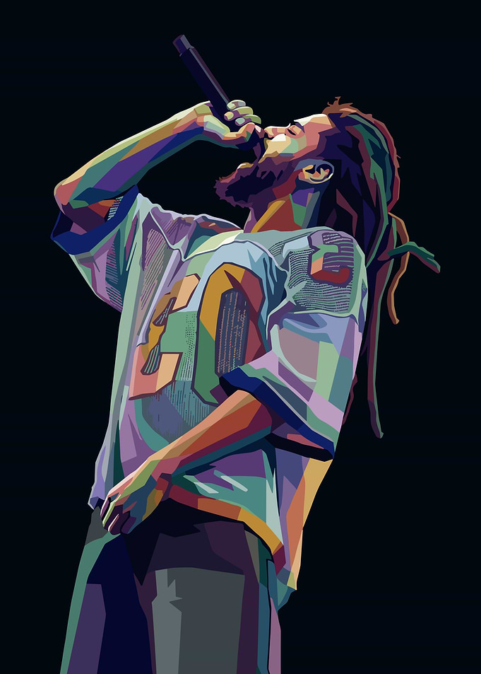 J. Cole Performing in Colorful Style