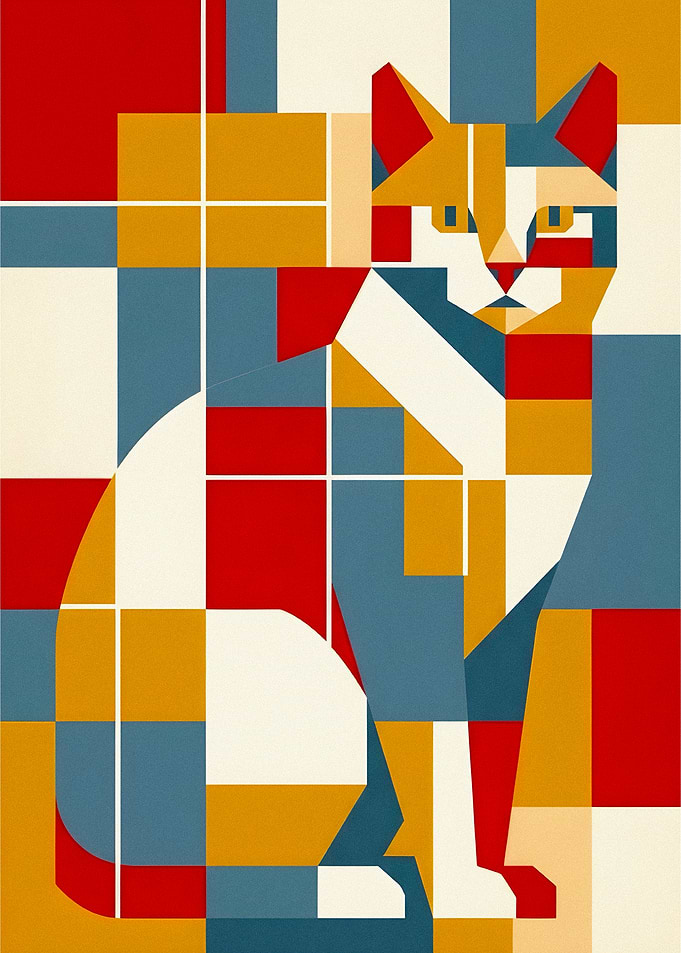 Geometric Calico Cat Portrait