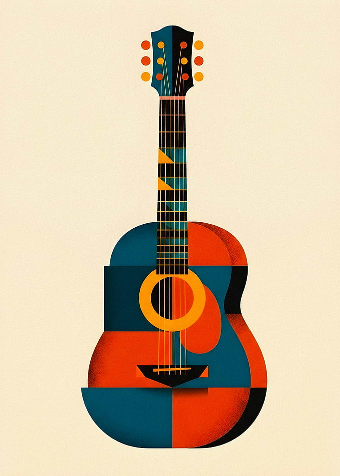 Abstract Geometric Guitar Art
