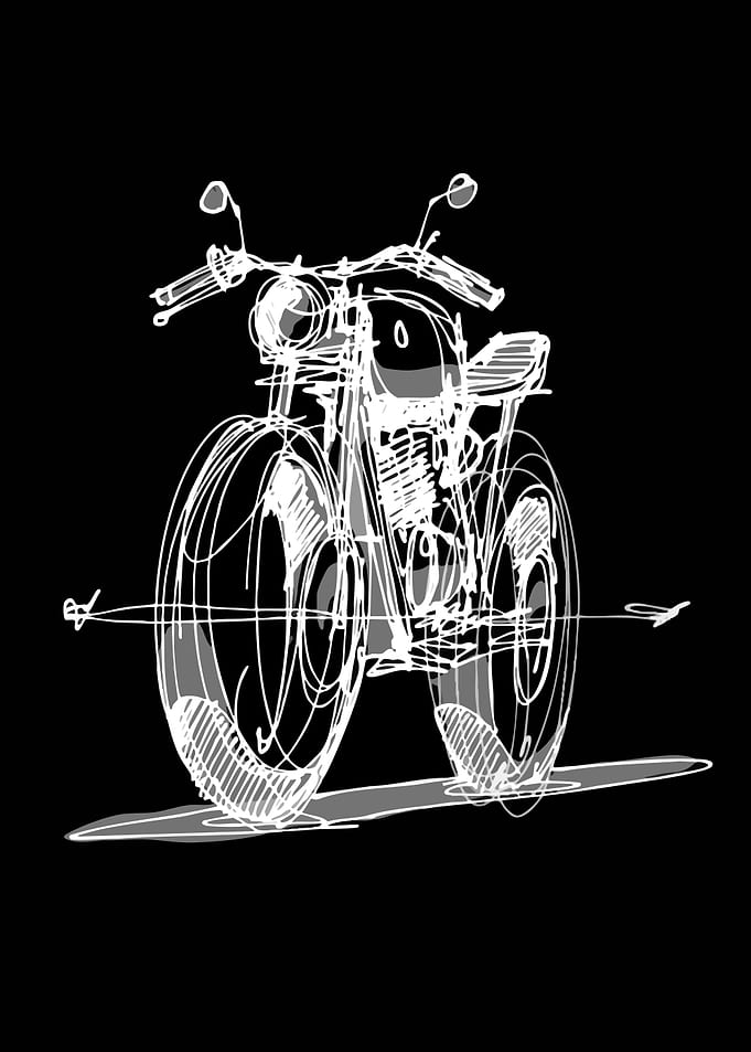 Sketch of a Vintage Motorcycle