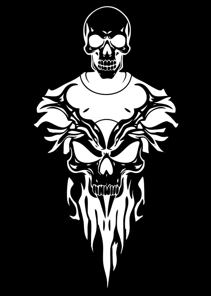 Tribal Skull with Flames