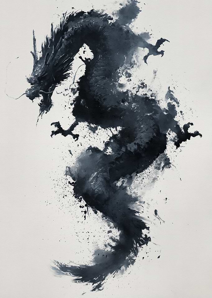 Ink Wash Dragon Painting