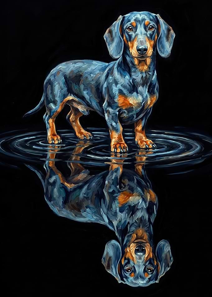 Dachshund Reflection in Water