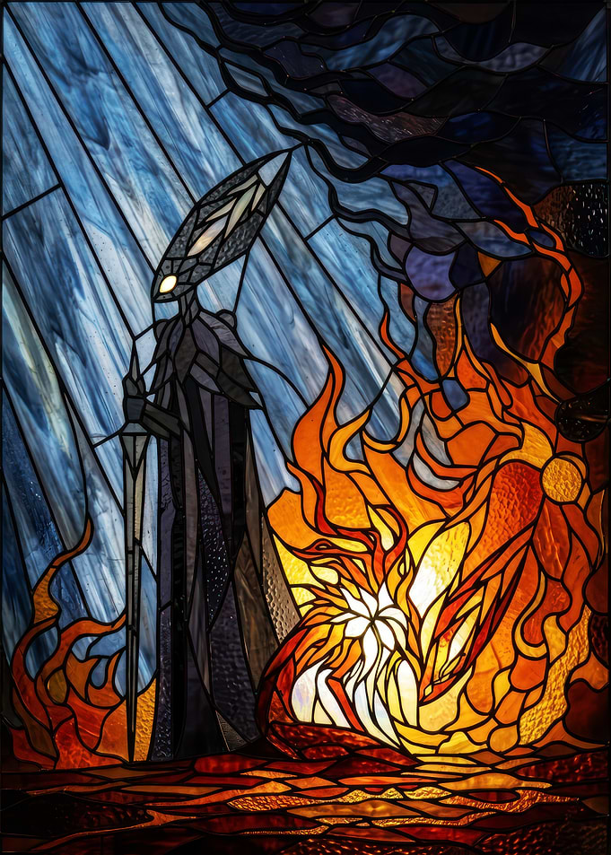 Stained Glass of The Knight and Fire
