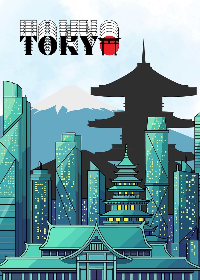 Tokyo Cityscape with Mount Fuji