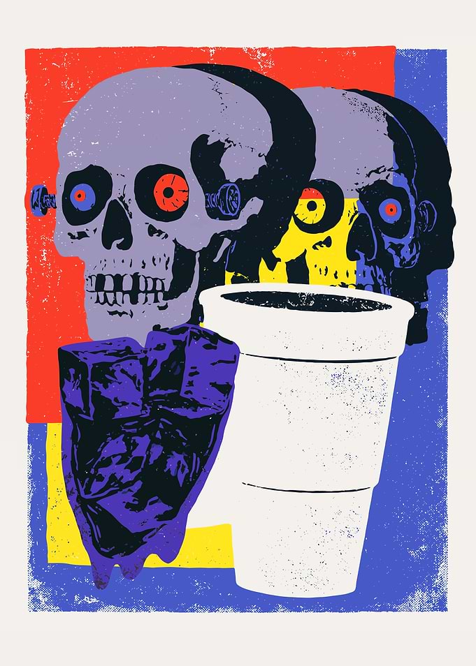 Skulls and Coffee Cup Pop Art
