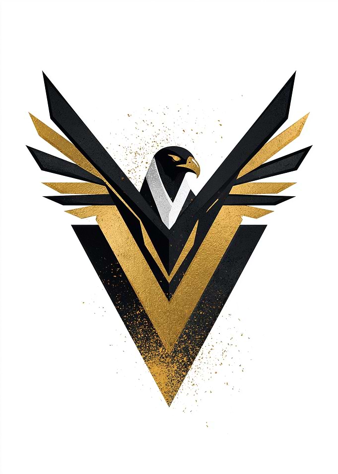 Stylized Eagle Emblem with Gold and Black