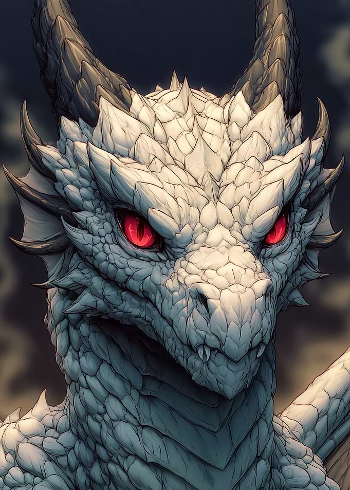 White Dragon with Red Eyes