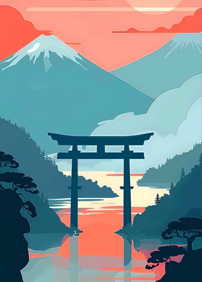Torii Gate at Mount Fuji Sunrise