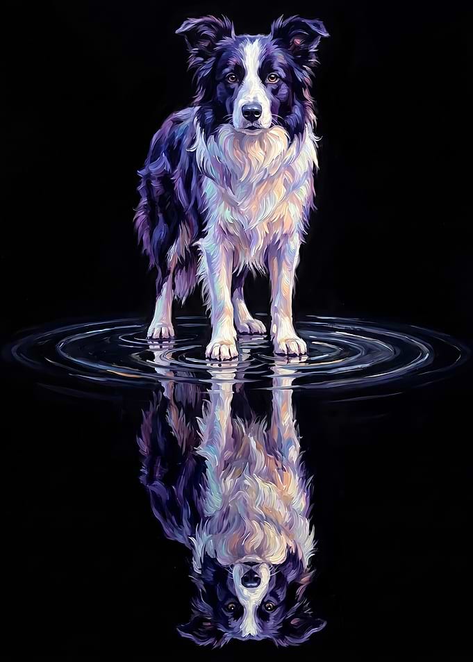 Border Collie Reflection in Water
