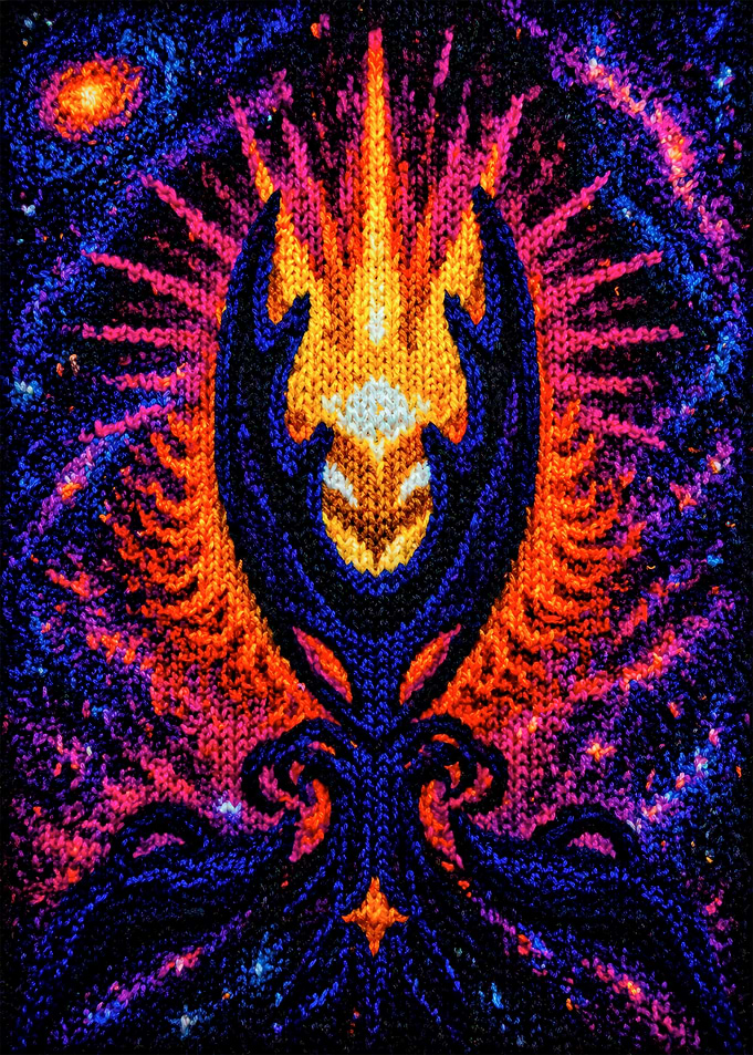Cosmic Being with Fiery Aura