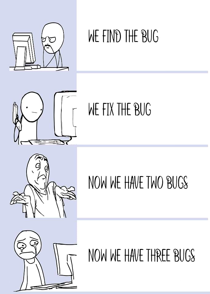 Funny Bug Fixing Meme Office Wall