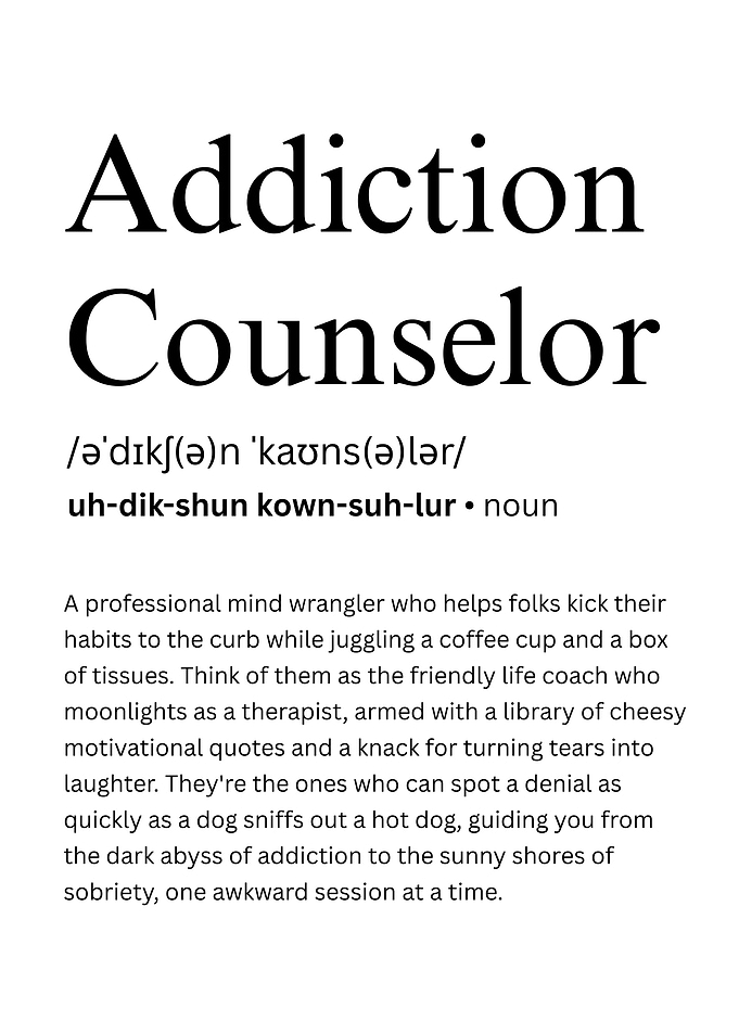 Funny Addiction Counselor Definition