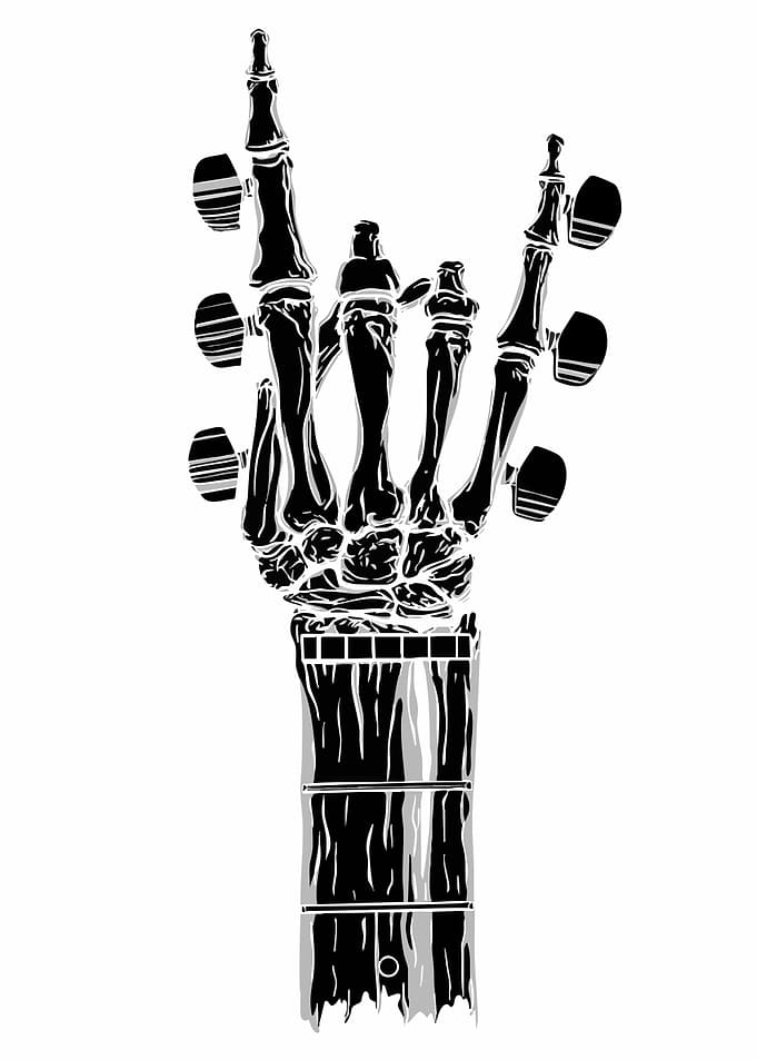 Skeleton Hand Rock Music Guitar