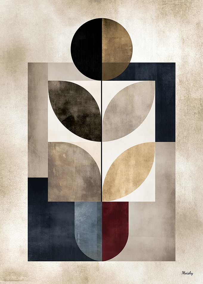 Japandi Botanical Geometry No. 20 – Quiet Luxury Zen Wall Art