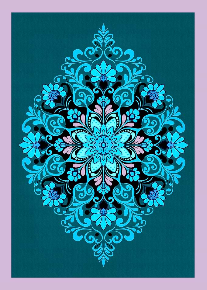 Ocean Glow Mandala – Ornamental Floral Wall Art