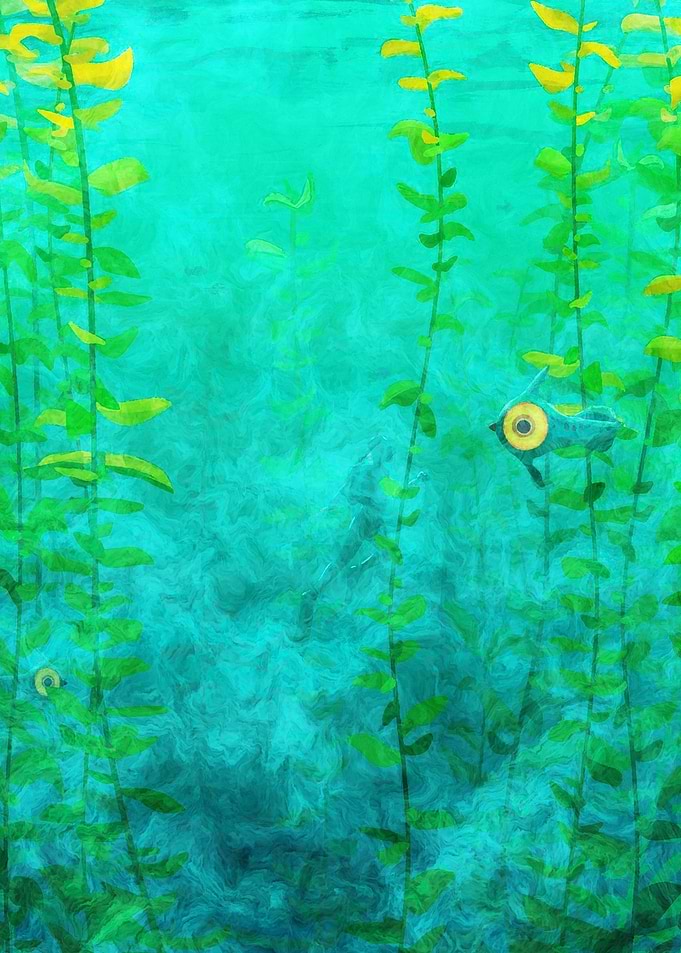 Underwater Scene with Robotic Fish