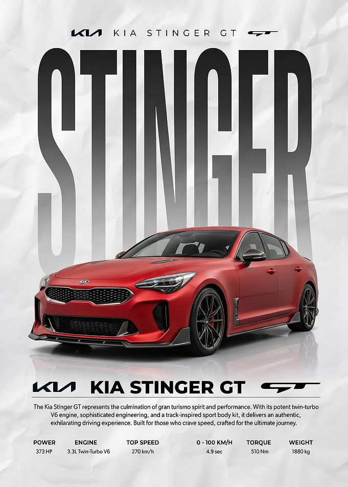 A striking red Kia Stinger GT Sports Car