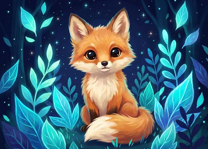 Cute Fox in a Magical Forest