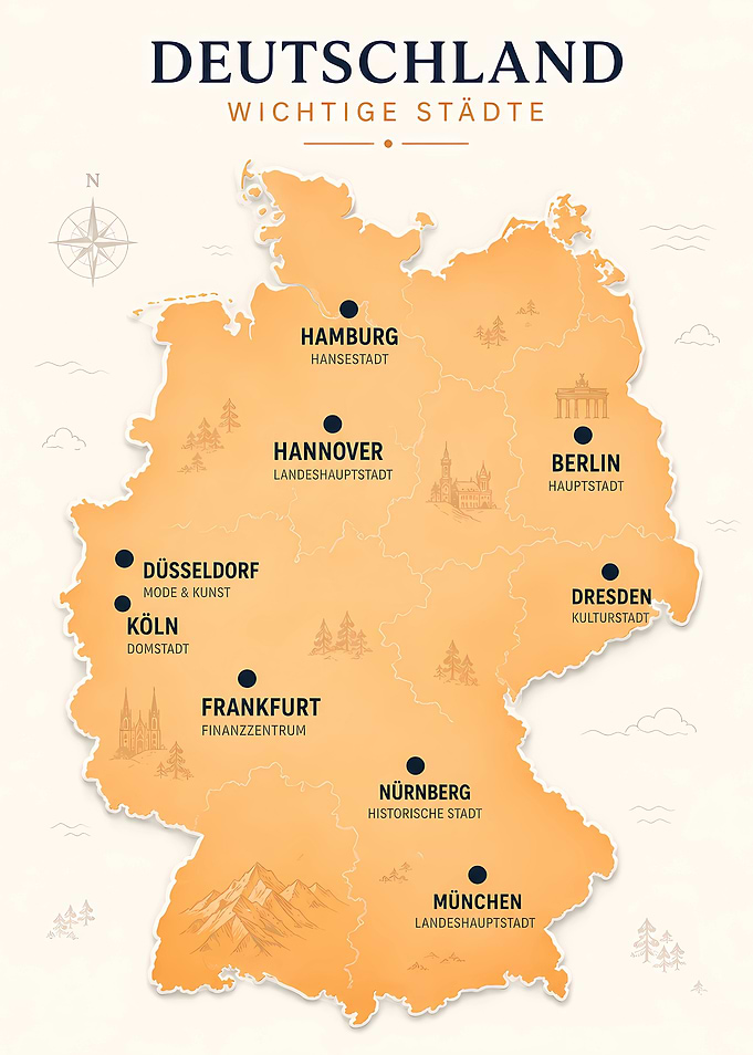 Map of Germany with Major Cities