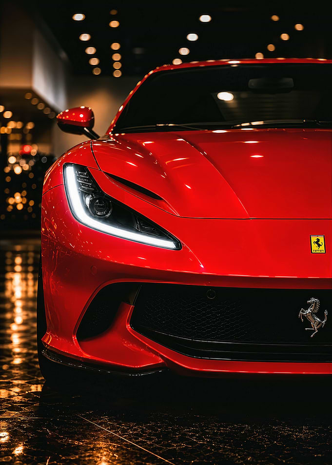 Red Ferrari Sports Car Front View