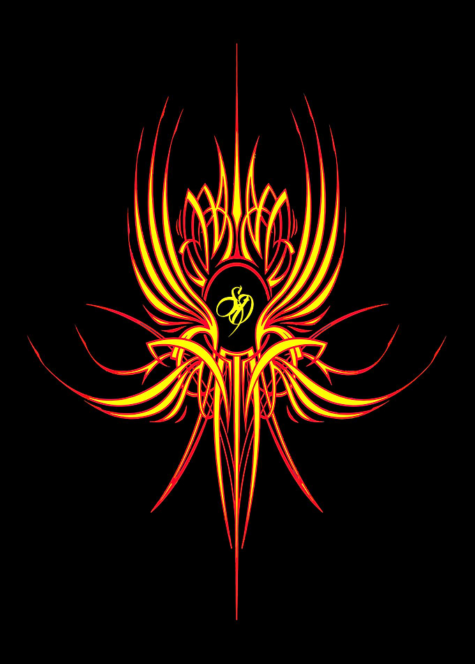 Fiery Pinstripe Design with Monogram