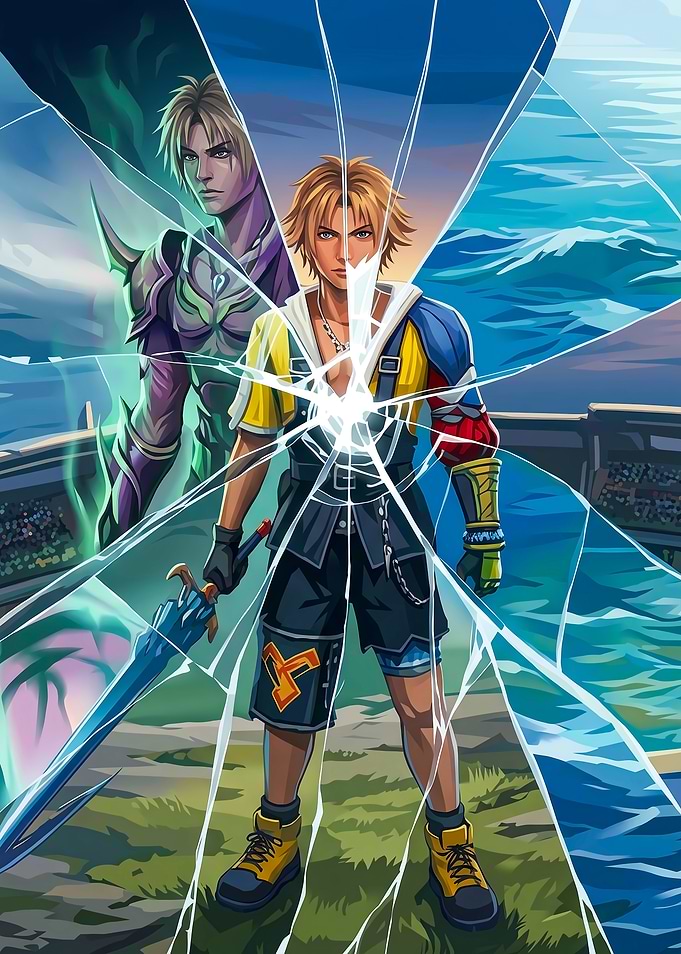 Tidus and Sephiroth in a Shattered World