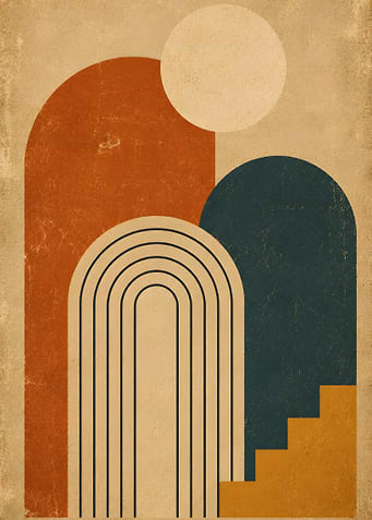 Mid-Century Modern Abstract Arch and Circle Bauhaus