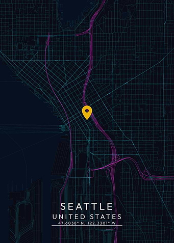 Seattle Map with Location Pin