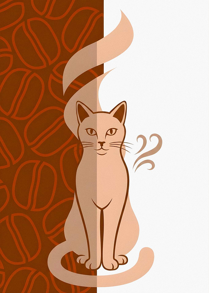 Cat with Coffee Steam