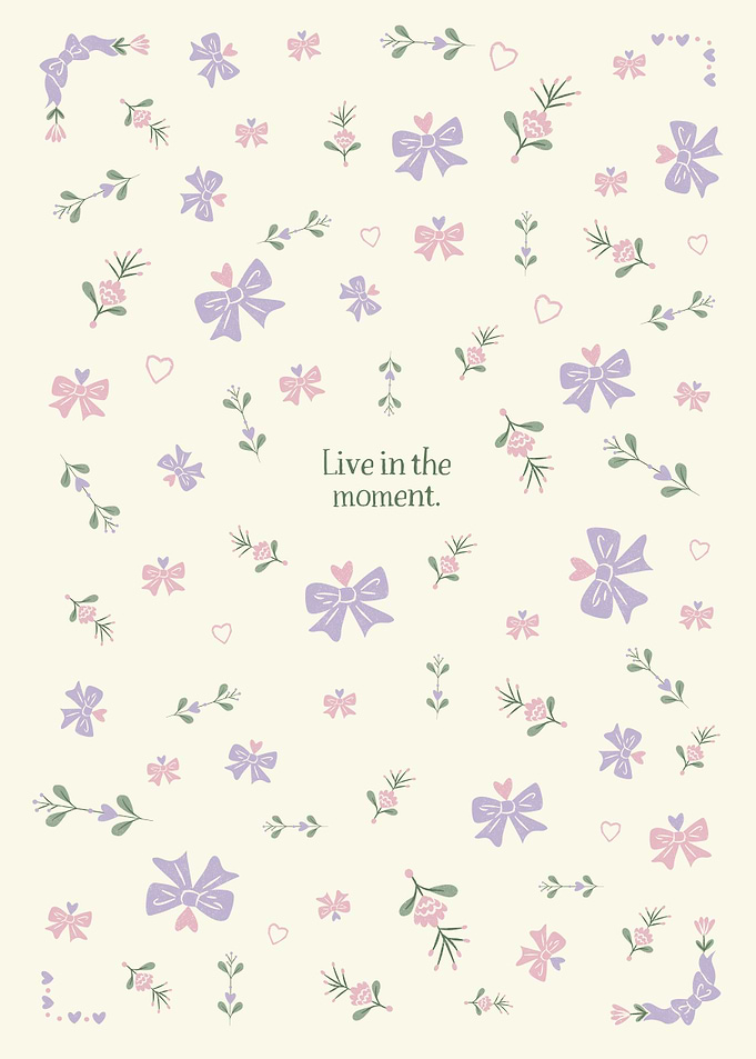 Cute Floral Bows and Hearts Pattern