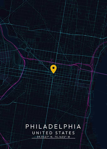 Philadelphia Map with Location Pin