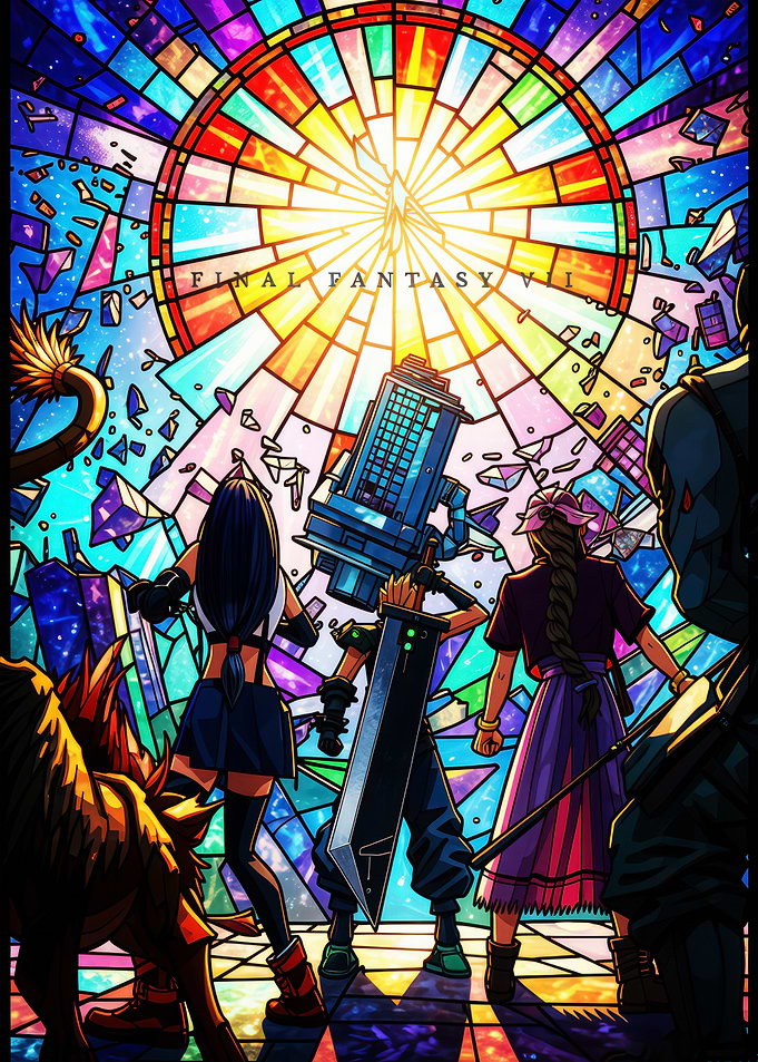 Final Fantasy VII Stained Glass Art