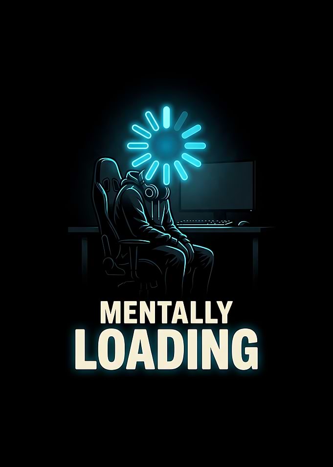 Gamer Print — Mentally Loading Funny Poster